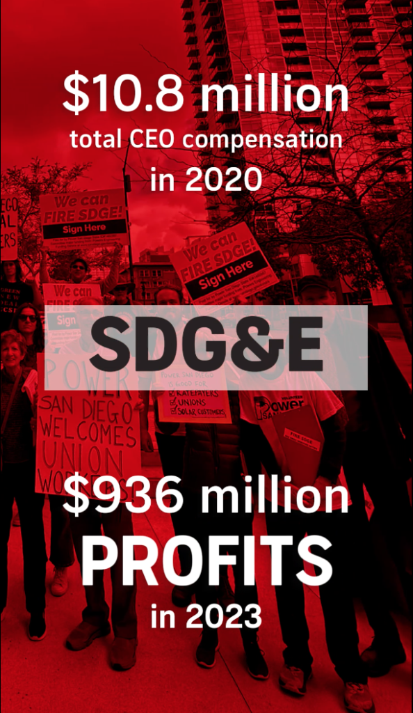 SDG&E: $10.8 million total CEO compensation in 2020; $936 million PROFITS in 2023